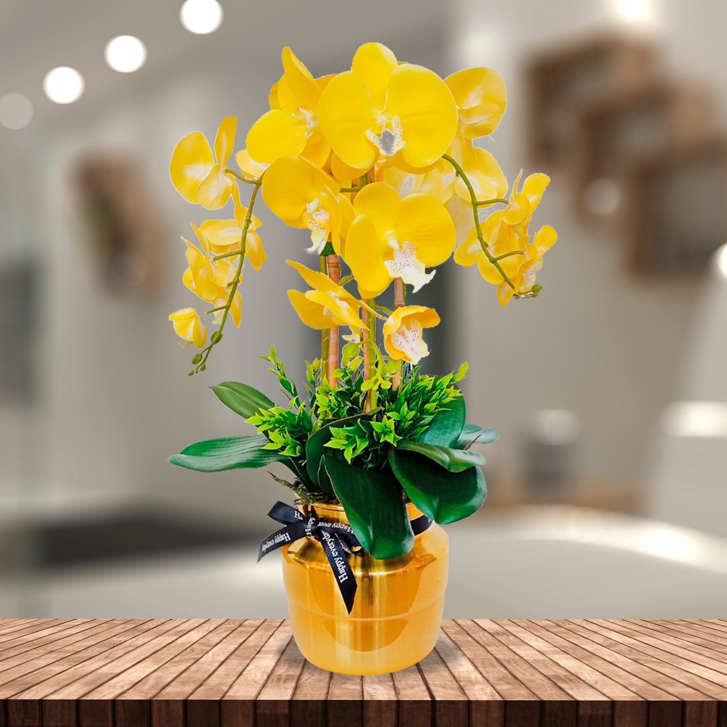 Arreglo Orquídea Artificial Con tarjeta de regalo