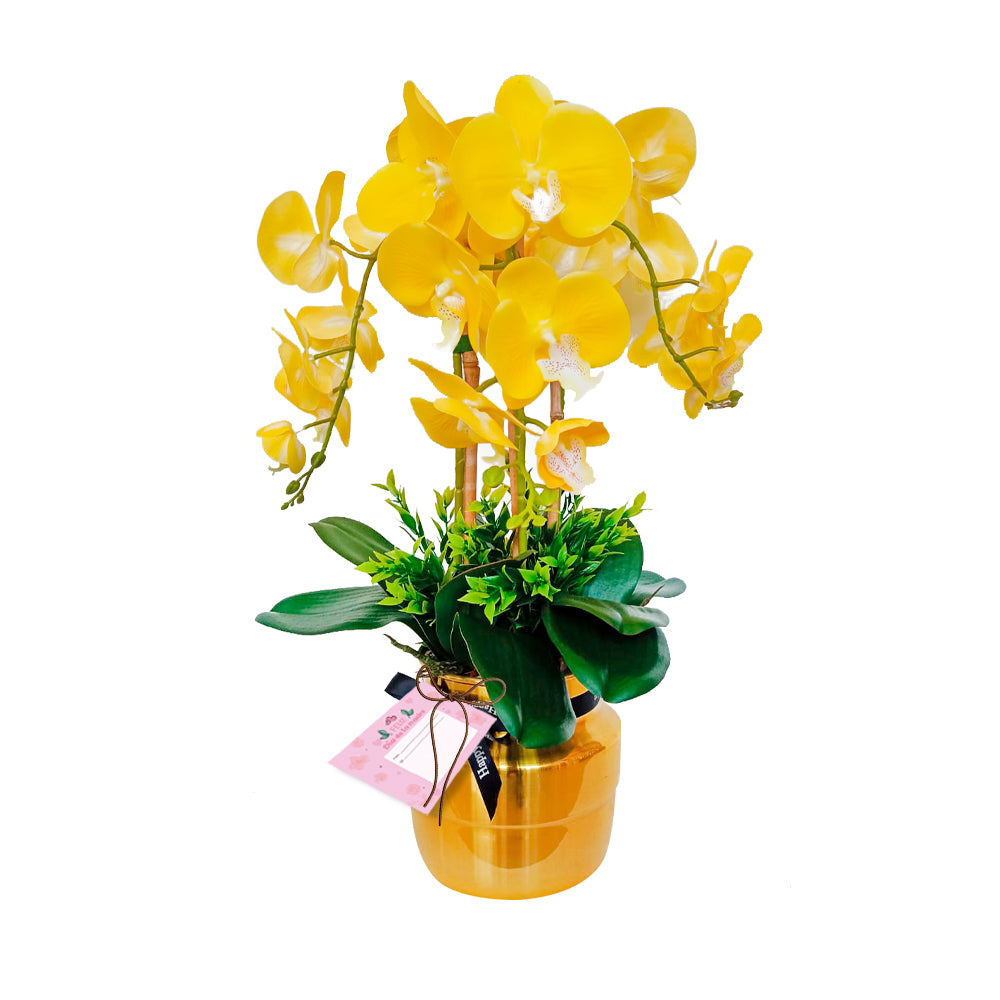 Arreglo Orquídea Artificial Con tarjeta de regalo